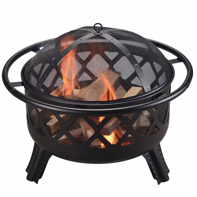 30" Black Steel Mesh Wood Burning Fire Pit