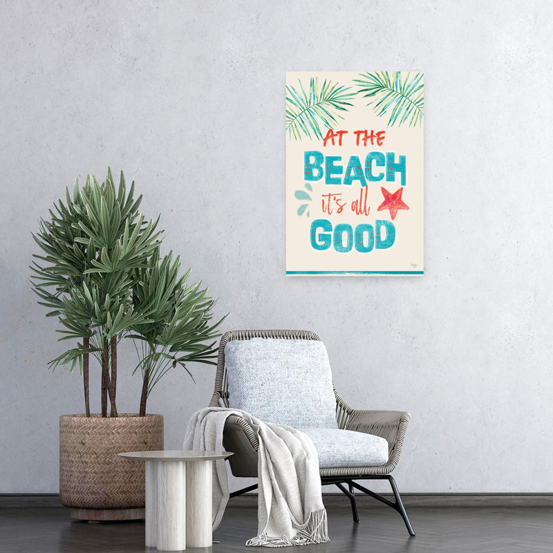 «At The Beach It's All Good Palm», art côtier, H 24 po x l 16 po