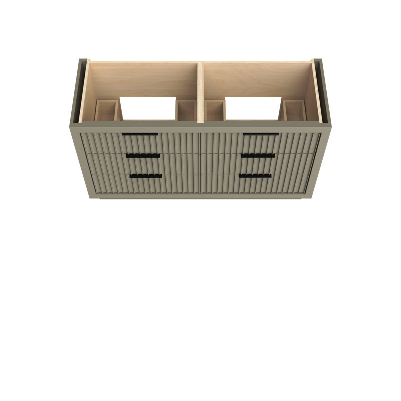 Lecrieú Double Drawer Bath Vanity, French Olive, 60", Matte Black