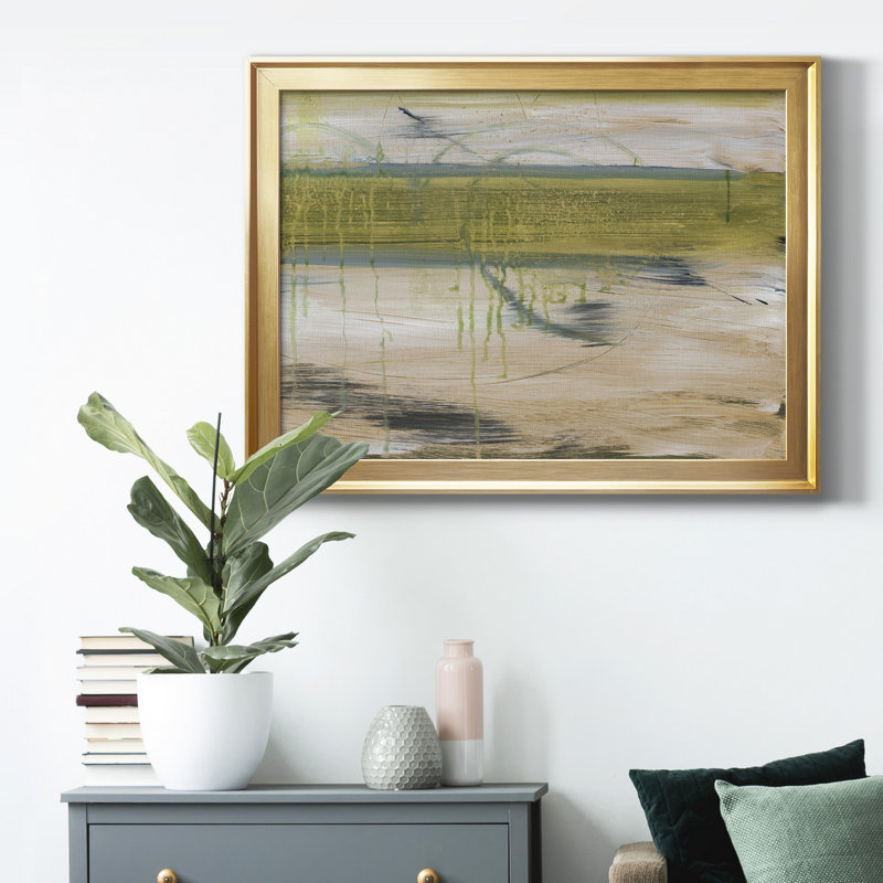 Réflexions aquatiques I, H 18,5 po x l 24,5 po x P 1 po, Papier encadré doré à coins fermés, Pas de tapis