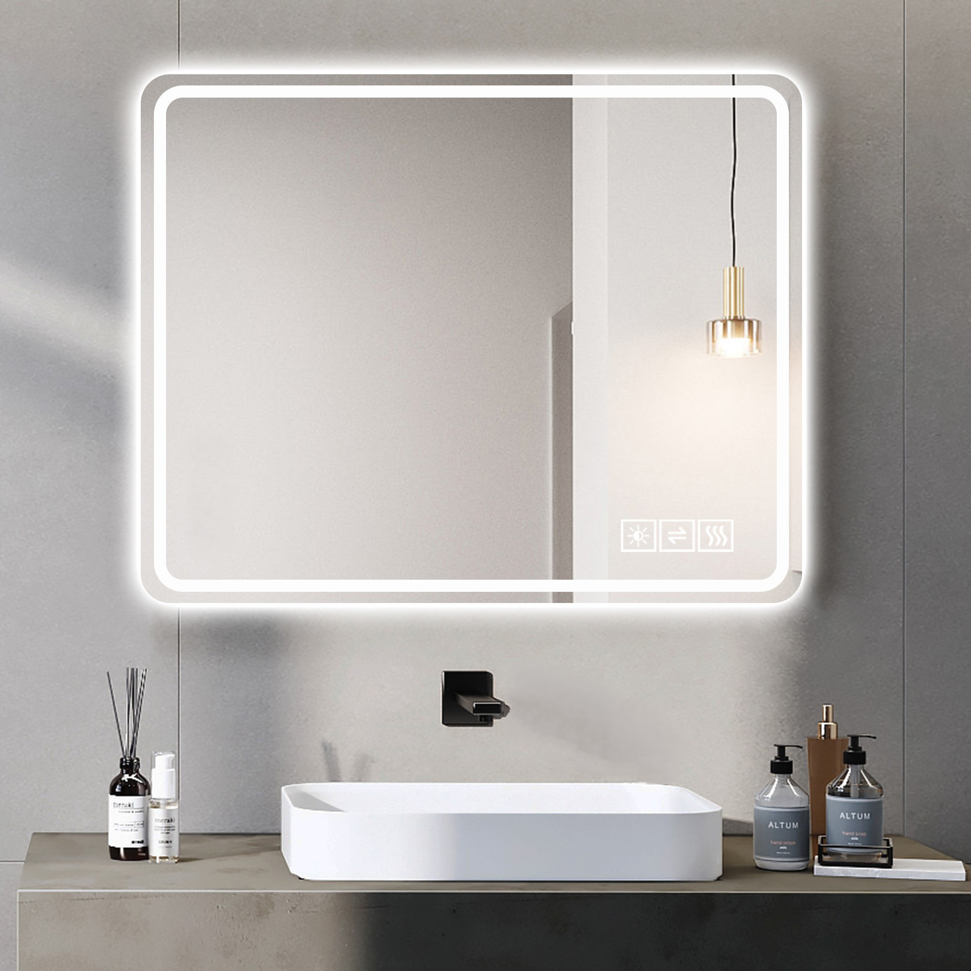 Latitude Run® 40*32 Inch Bathroom Vanity Mirrors with Light,led mirror ...