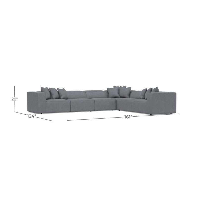 Bliss Sectional, 28" H x 160.5" W x 123.5" D, Dark Gray Polyester Blend