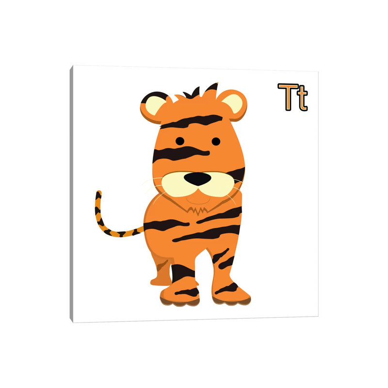 T For Tiger by 5by5collective - Wrapped Canvas Gallery-Wrapped Canvas Giclée, 30.48cm H x 30.48cm W