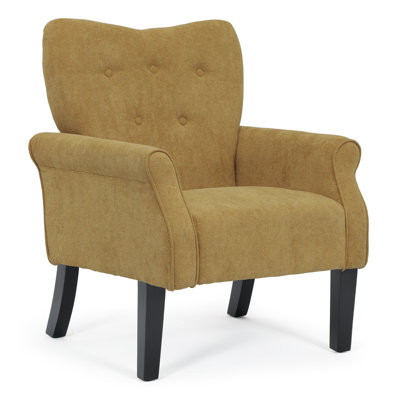 Meruert Upholstered Armchair, Button Tufted Accent Chair Single Sofa with Wood Legs for Living Room by Red Barrel Studio