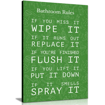Bathroom Rules - Wrapped Canvas Print