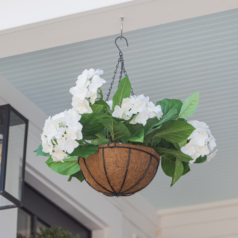 Hydrangea x 7 in regular wire Basket  - White