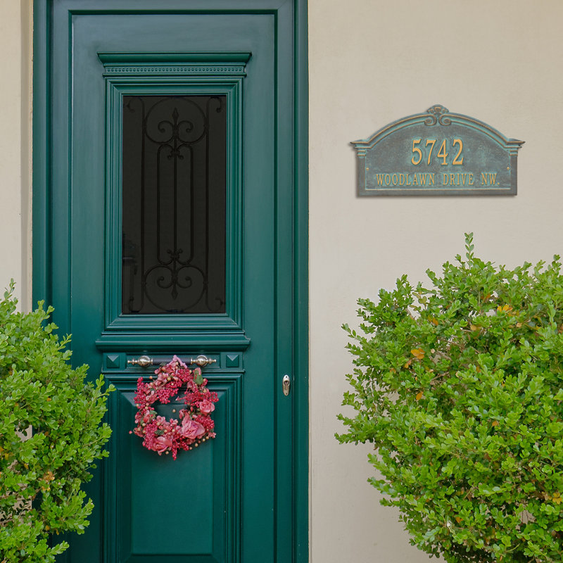 Plaque d'adresse murale sur 2 lignes Roselyn, Bronze, vert-de-gris, Oui