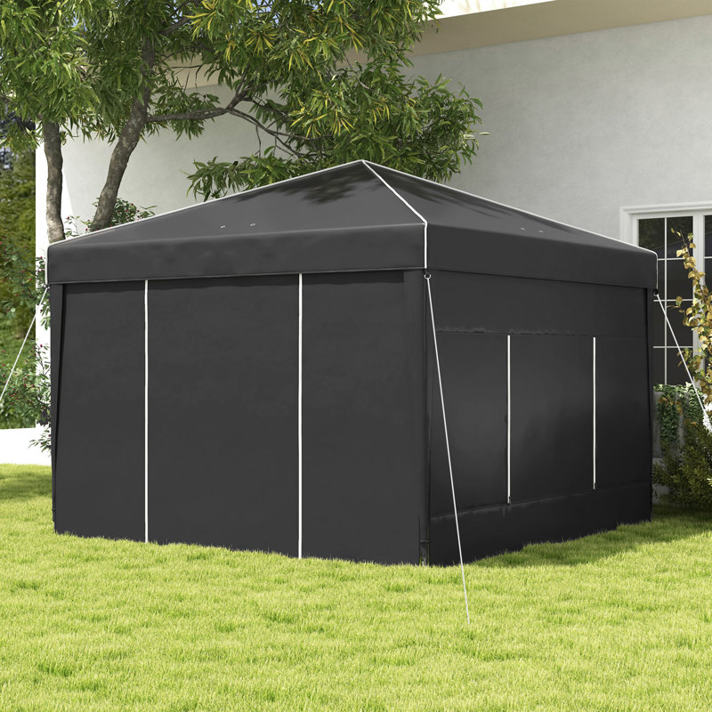Abri escamotable avec parois latérales Outsunny 9,7 pi x 9,7 pi, Noir