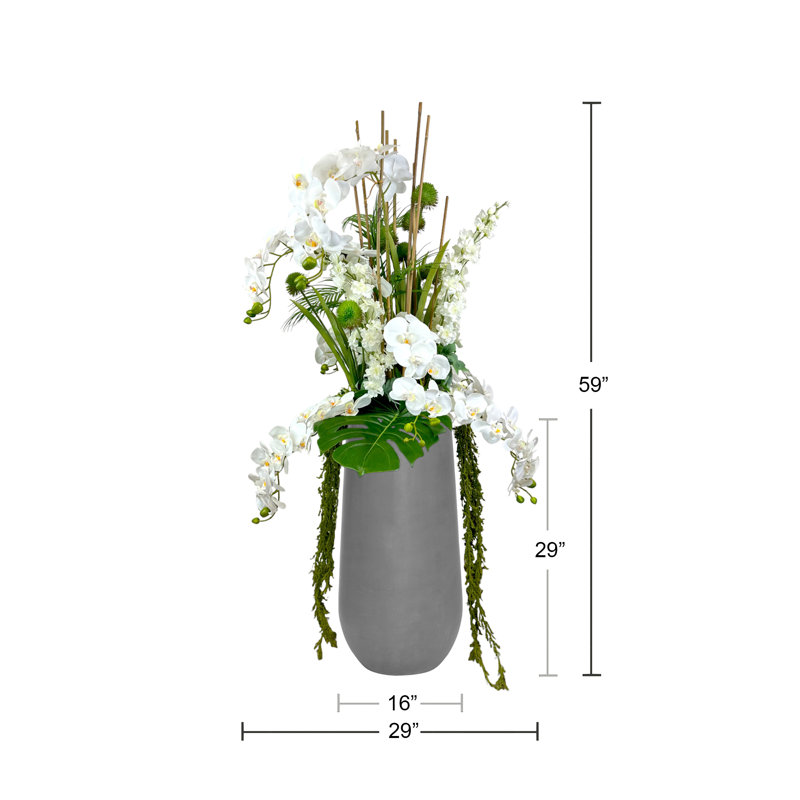 Orchid Arrangement with Allium and Delphinium