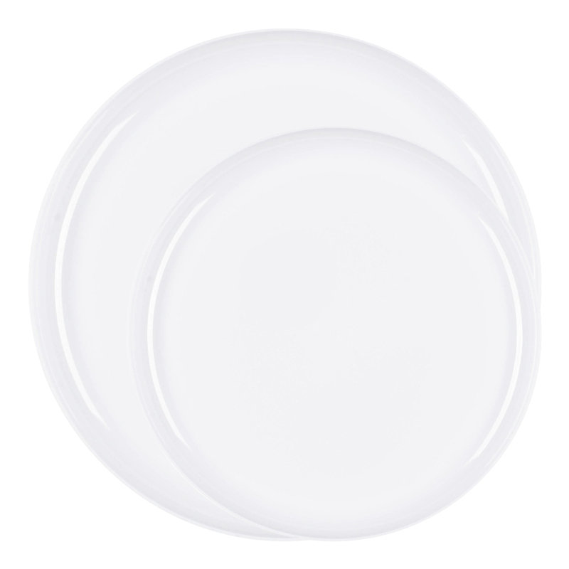 White Flat Round Disposable Plastic Dinnerware Value Set - 120 Sets