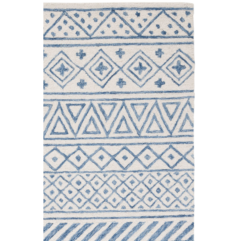 Metro Hand Tufted Wool/Cotton/Latex Rug in Blue, Rectangle 3' x 5'