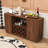 Stylish Wave-Design Sideboard Buffet Cabinet with Wine Rack, Open Storage and Adjustable Shelves