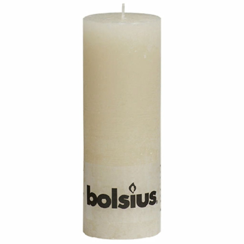Bolsius Rustic Pillar Candle, 19cm H x 6.8cm diameter, Ivory white
