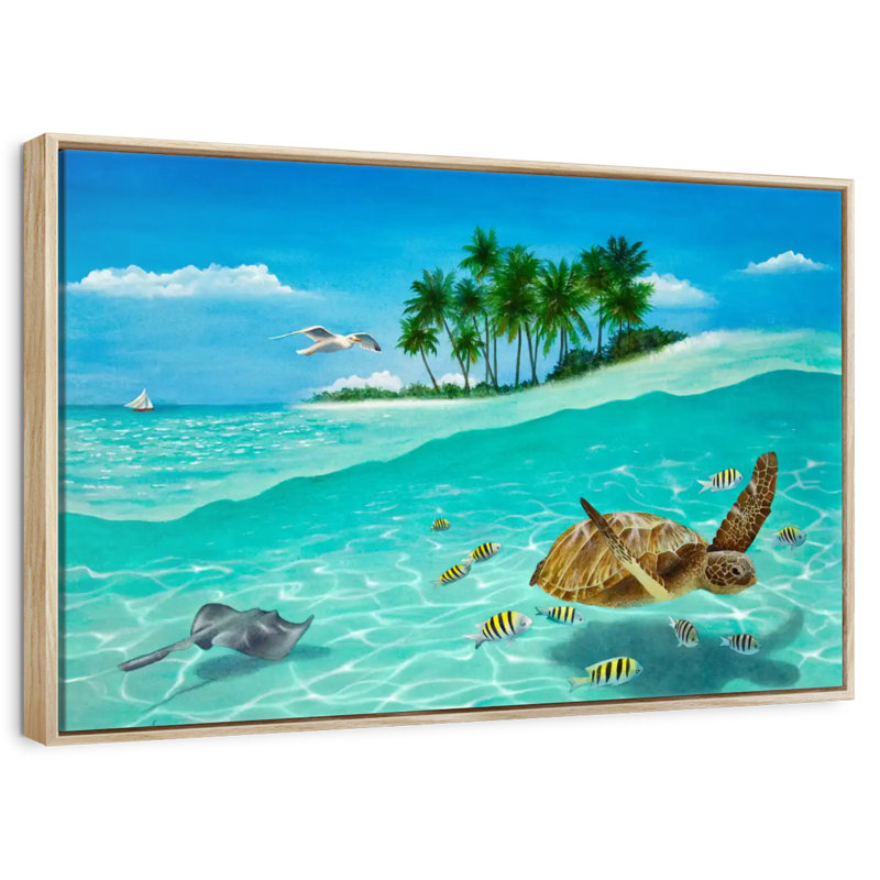Breezin ', Cadre flottant en bois naturel, 46 po x 31 po