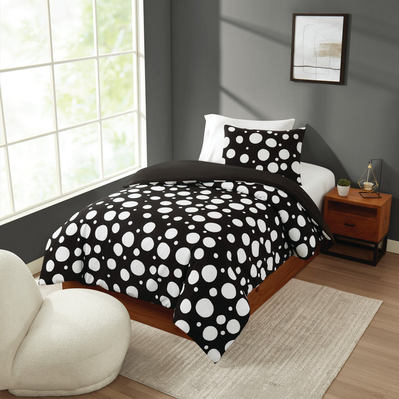 Sophia Polyester Standard Dots Comforter Set, Twin Comforter + 1 Standard Sham