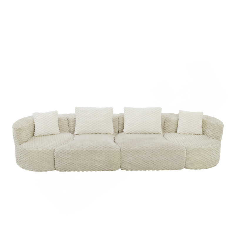 Canapé modulaire modulaire 137,8 po, Polyester gris, Gris