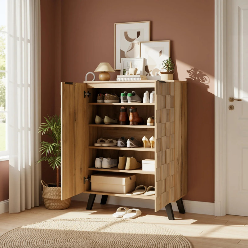15 Pair Shoe Storage Cabinet, Natural