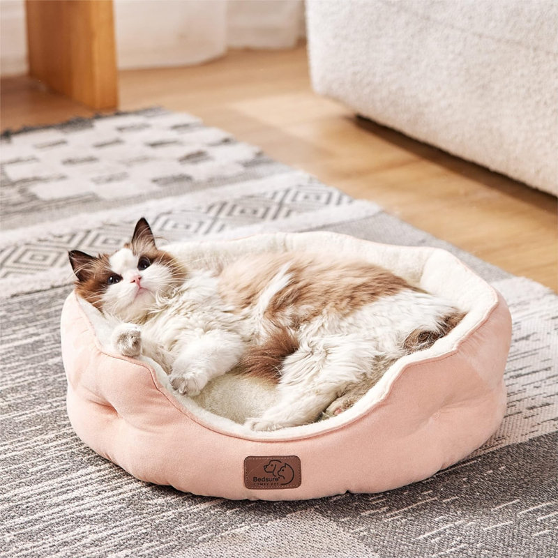 Lit pour animal en molleton, Petit (L 20 po x l 19 po), Rose pêche
