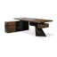 Bureau brun clair + bois massif rectangulaire noir + bureaux en fer-108304471-108304474