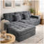 Ensemble de canapé modulaire Cloud, canapé modulaire de 105 po avec repose-pieds, mousse pure, velours en fausse fourrure de lapin, canapé de salon confortable bleu gris