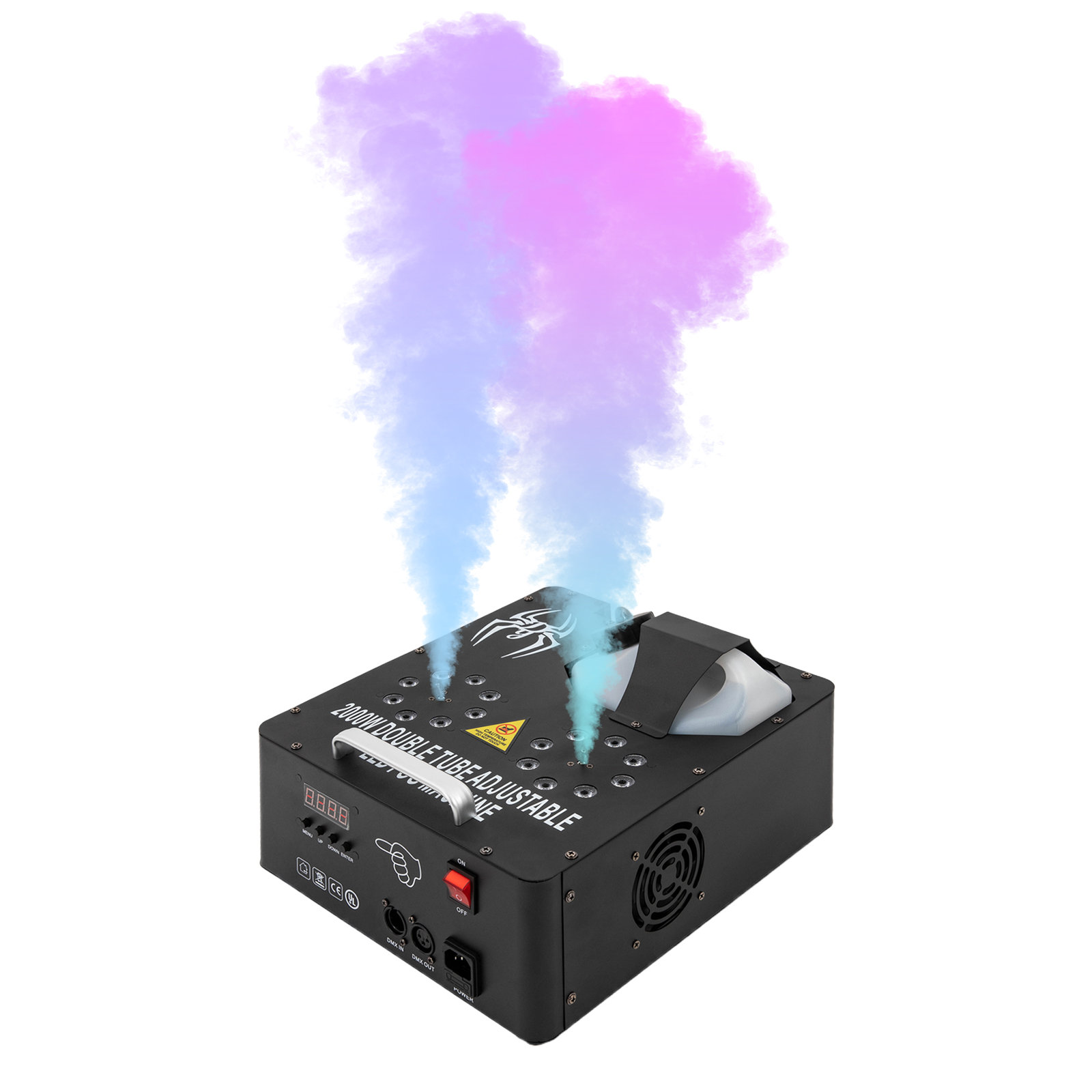 2000W Dual Spray Smoke Fog Machine RGB 16 LED Light DMX Stage DJ Vertical  Spray