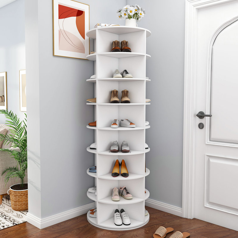 8 tour à chaussures rotatives, 360 rotatives, blanches, assemblage facile pour une organisation rapide