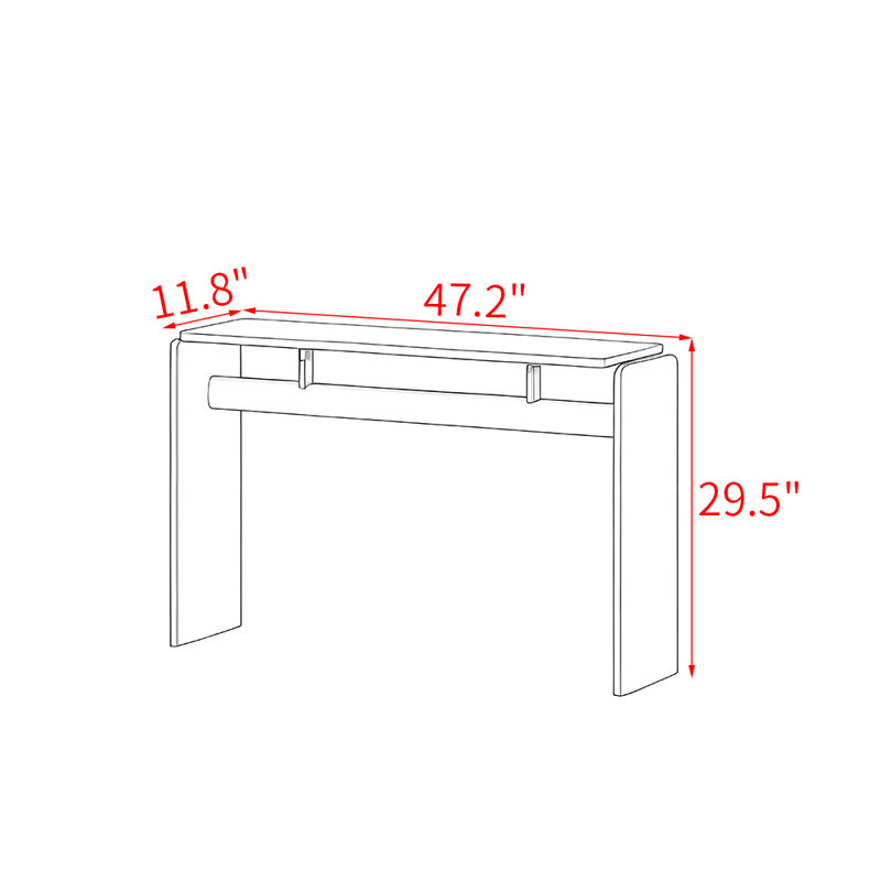 Table de véranda en bois massif de style japonais., Noir, H 29,5 po x l 47,2 po x P 11,8 po