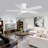 46" 5-blade White Flush Mount Ceiling Fans With Lights And Remote/App-994422636