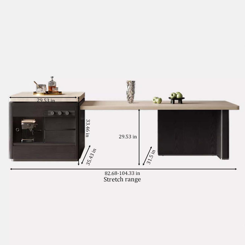 Îlot de cuisine multifonctionnel rétractable