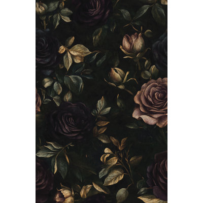 Moody Dark Floral Wallpaper Black Roses Peel and Stick Gothic Wall Mural Dutch Masters Style