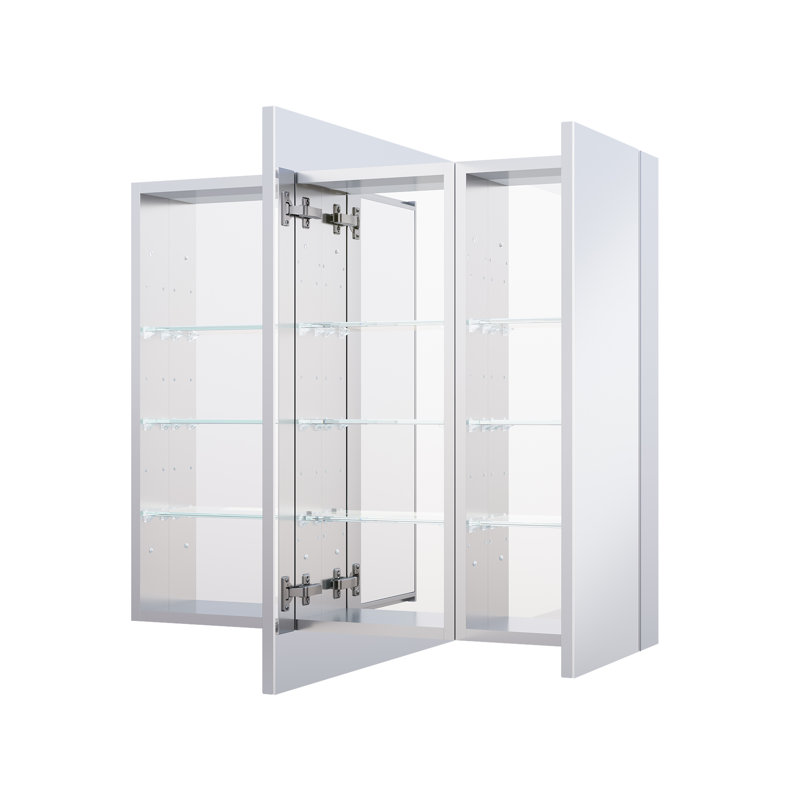 Armoire à pharmacie encastrée ou en surface pour salle de bain 36 po x l 30 po avec tablettes réglables en verre