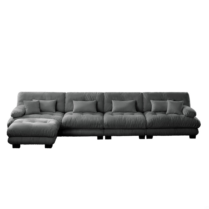 Free Combination, Modular Sectional Sofa,L Shaped Couch, 4-Seater Comfy Cloud Couch, 35.4" H x 173.2" W x 36" D, 4, Gray
