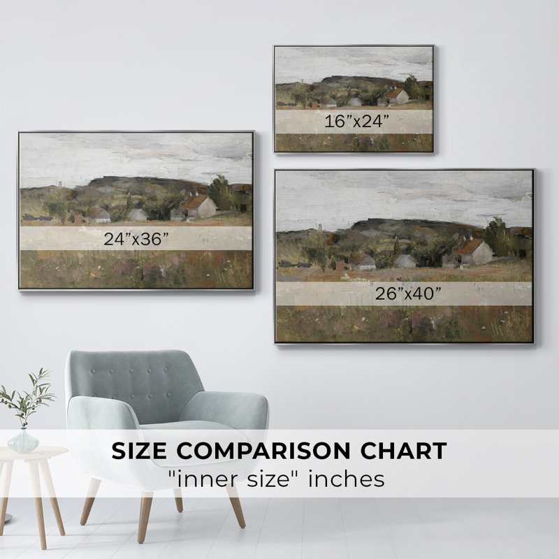 Paysage rétro - DCLXV III, 25" H x 37" W x 2cm D, Toile argentée avec cadre flottant