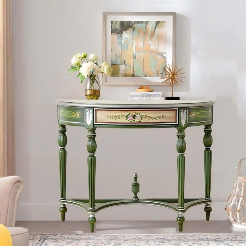Console verte en bois massif vert