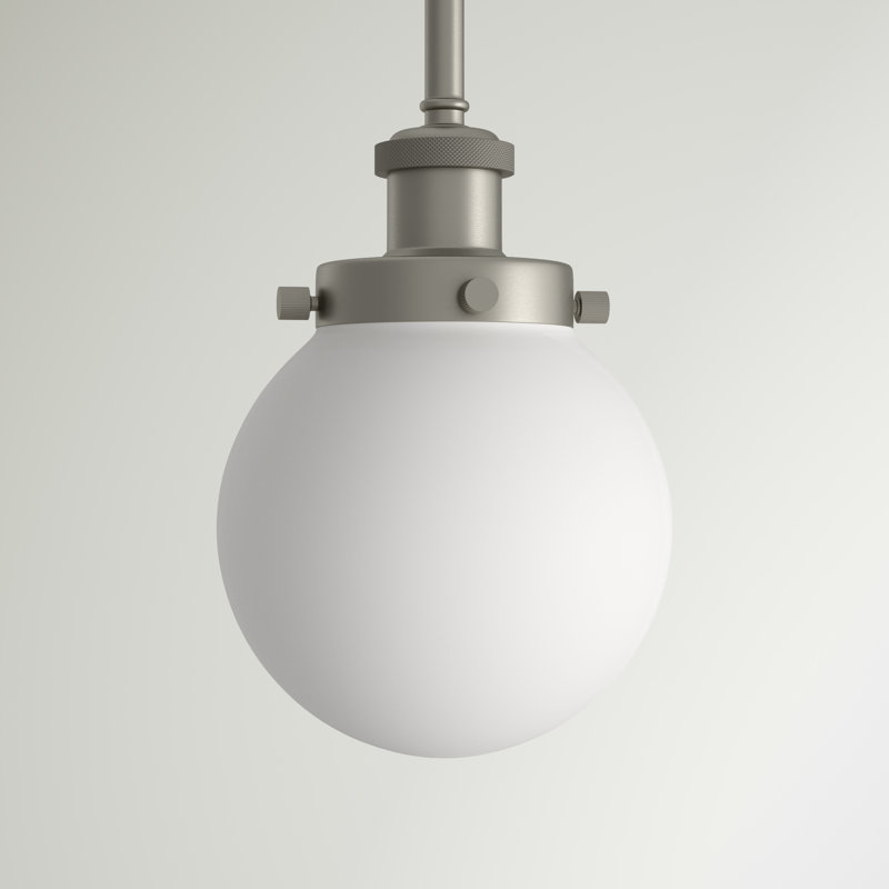 Luminaire suspendu sphère 1 lumière Chippewa, Nickel satiné brossé, DEL, Blanc mat