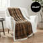 Jeté en molleton et revers Sherpa Americanflat - 50 x 60 pouces à carreaux Tattersall Classic - Housse de canapé confortable ultra douce - Conception réversible chaleureuse - Brun-125472506