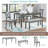 6-Piece Acacia Wood Dining Table Set Rectangular Gray