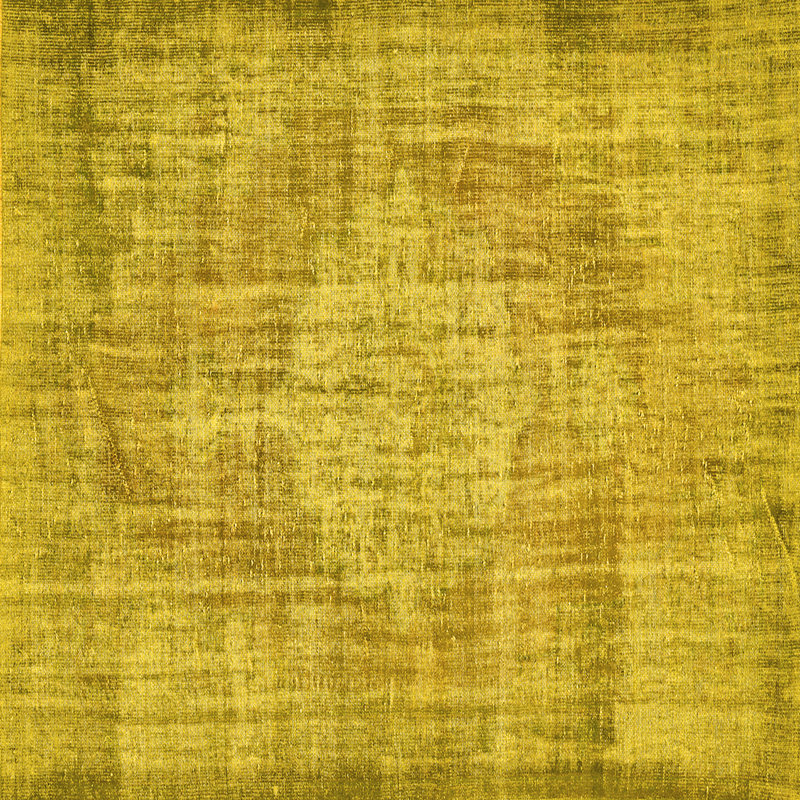 Tapis contemporain jaune lavable à la machine 447, Carré de 6 pi