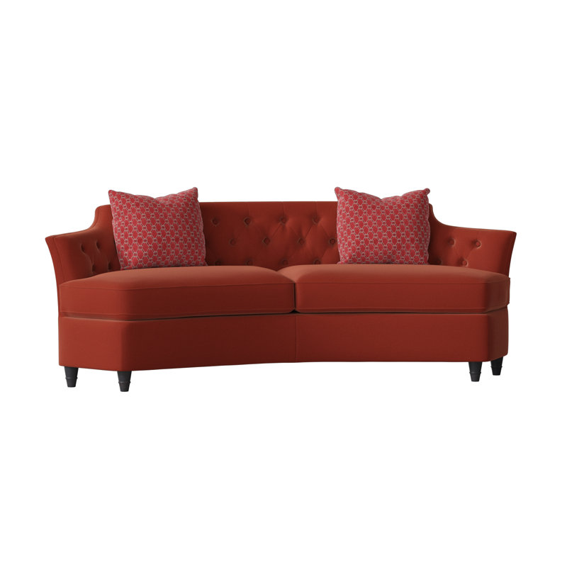 Cee Zee Upholstered 91'' Sofa, Margaret Tangelo, Bisque, Structure Royal Blue