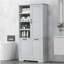 Armoire de rangement pour salle de bain avec tablette réglable, armoire autoportante avec panier à linge inclinable-791071739