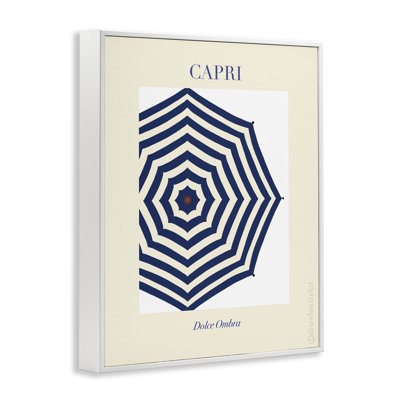 Capri Striped Umbrella Framed Giclee, design by A Barefoot Stylist
