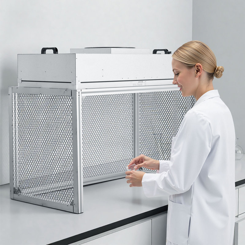 Laminar Flow Hood, 24.02 x 46.06 x 27.36 inch Working Area FUU Fan Filter Unit, Meets Class 100/ISO 5 Clean Room Standards, with HEPA-14 Filter and G1 Pre-Filter, for Laboratory, Mushroom Room