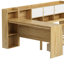 Lit de jour en L Space avec sept armoires de rangement, bureau, bibliothèque intégrée, design, naturel et blanc, simple