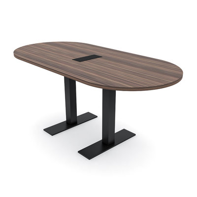 Parinka Racetrack Shaped Conference Table with Metal T Base | Electrical Unit by Inbox Zero