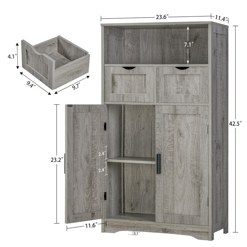Nkechi Freestanding Bathroom Cabinet, Gray
