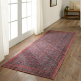 Tapis rouge foncé / bleu lavable à la machine Kalinaire