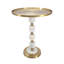 Table de bout latérale Siny, plateau rond de 16 pouces, blanc, base boules empilées dorées