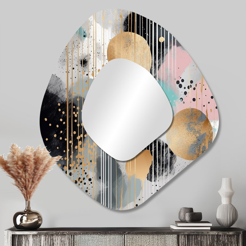 Miroir décoratif asymétrique Honody, rayures et pastels Honaker, 35 po x 31 po