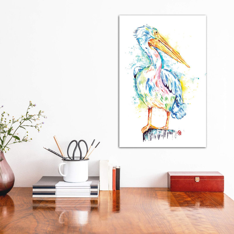 «Pelican» par Lisa Whitehouse - impression d'art graphique, Toile tendue, Pas de tapis, H 18 po x l 12 po x 1,5 po