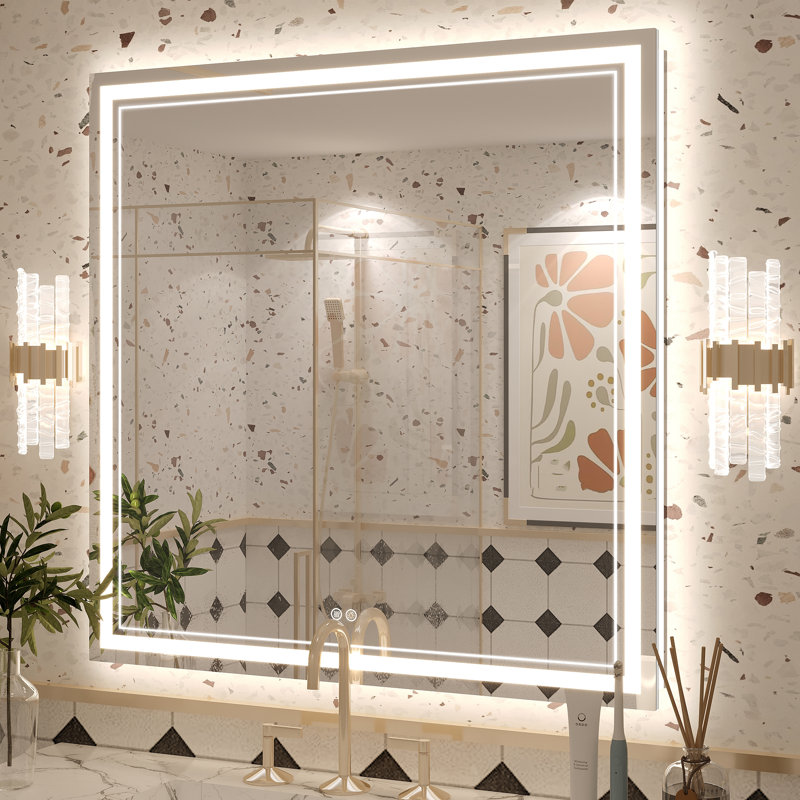 Molly Front & Back LED Anti-Fog Tempered Glass Wall Bathroom Vanity Mirror - UL Certified, 36" x 36"
